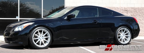 19 inch Staggered Varro VD10 Matte Silver Brushed Face on 2008 Infiniti G37 Coupe w/ Specs
