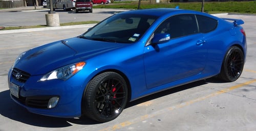 19 inch Staggered Ground Force GF07 Gloss Black on 2011 Hyundai Genesis Coupe w/ Specs