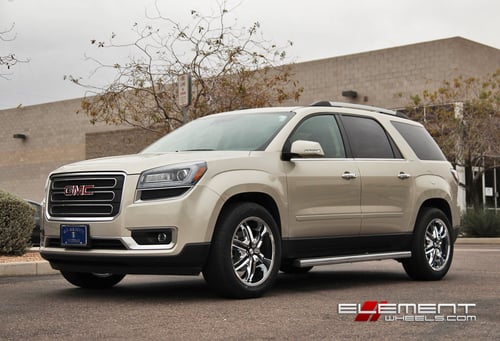 20 inch Milanni 460 Bel Air 6 Chrome w/ Gloss Black Inserts wheels on 2015 GMC Acadia w/ Specs