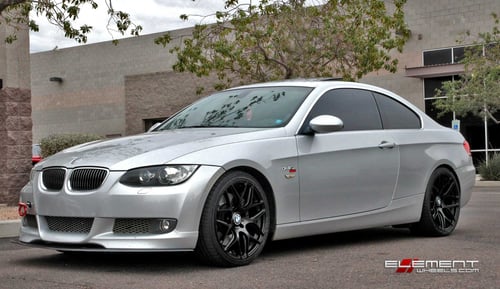 19 inch staggered GroundForce GF09 Black wheels on 2007 BMW 3 Series w/ Specs