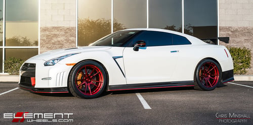 20 inch Staggered Rohana RF2 Gloss Red (Rotary Forged) on 2015 Nissan GTR (Nismo) w/ Specs