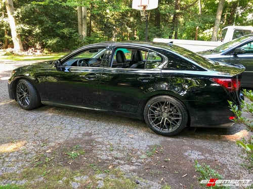 Staggered 19 Inch Avant Garde M520R Dark Graphite Metallic on a 2014 Lexus GS350