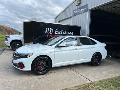 19 Inch Savini SV-F6 Gloss Black w/ Double Dark Tint on a 2022 Volkswagen Jetta