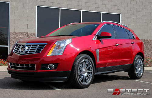 20 inch KM677 KMC D2 Chrome Wheels On a 2016 Cadillac SRX w/ Specs