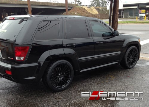 22 inch staggered Black Di Forza BM4 All Black Wheels 2008 Jeep Grand Cherokee SRT8 w/ Specs
