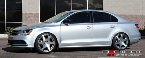 19 inch MRR VP3 Matte Graphite Machined w/ Gold Rivets on 2015 VW Jetta w/ Specs