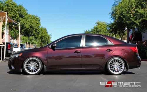18x9 Groundforce GF07 Silver/Machined on Kia Forte Sedan w/ specs