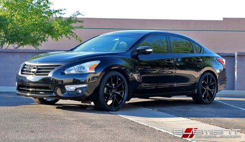 20x8.5 KMC Wishbone Satin Black on 2013 Nissan Altima w/ Specs