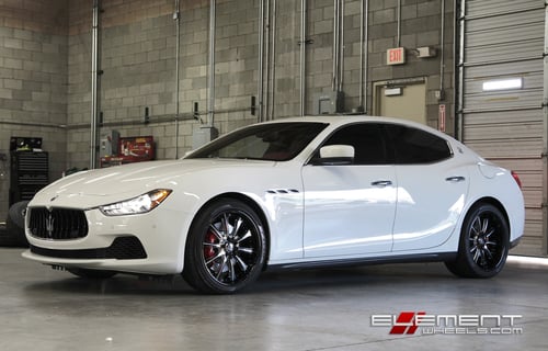 20 inch Staggered Lexani LF707 (Multi Piece) Gloss Black Machined on 2015 Maserati Ghibli w/ Specs