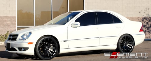 19 inch Staggered MRR HR9 Full Matte Black on 2007 Mercedes C230 Sport w/ Specs