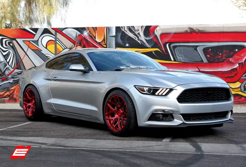 19 inch MRR FS01 Candy Red on 2015 Ford Mustang Eco w/ Specs