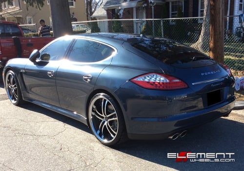 22" Staggered Black Di Forza BM06 on Porsche Panamera Base w/ Specs