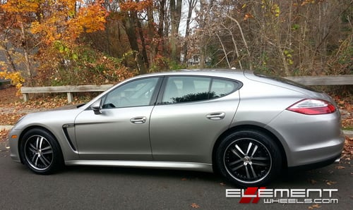 19 inch Staggered Ace Alloy Deluxe Machined Face and Black Lip on 2012 Porsche Panamera w/ Specs