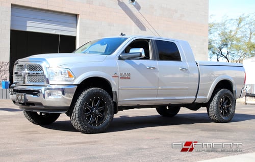 20 inch Fuel Maverick Black/milled on 2014 Dodge Ram 2500 (2 inch level) w/ Specs