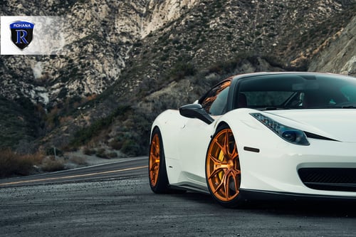 20 inch Rohana RFX5 Gloss Gold wheels On Ferrari 458 Italia w/ Specs