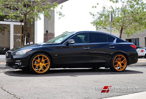 20 inch Staggered Rohana RFX5 Gold on a 2014 Infiniti Q50 w/ Specs