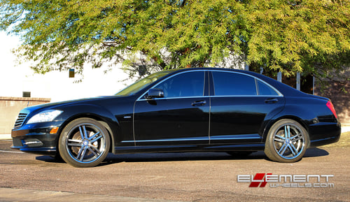 20 inch Staggered Mandrus Simplex Gunmetal Machined w/ Stainless Chrome Lip on 2012 Mercedes S550 w/ Specs