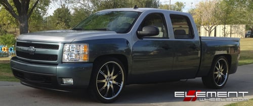 24 inch Lexani LX9 Black/Machined wheels on Custom 2008 Chevy Silverado w/ Specs