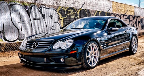 Staggered 19 inch TSW Interlagos on a 2003 Mercedes-Benz SL55 AMG