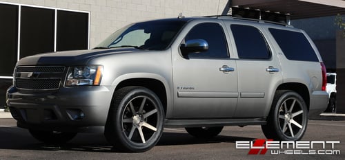 22 inch DUB Future Black/Machined w/ Dark Tint on 2007 Chevy Tahoe w/ Specs