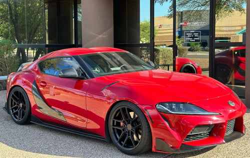 19 inch Staggered Variant Helium Gloss Black on a 2022 Toyota Supra