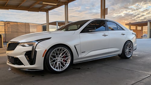 Staggered 19 inch Variant Maxim Raw Milled a 2022 Cadillac CT4-V Blackwing with Carbon Brakes