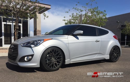 18 inch Rotiform BLQ Black/Machined w/ Tint on 2016 Hyundai Veloster w/ specs