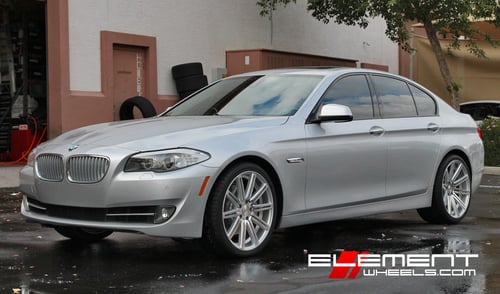 20 inch Staggered Vossen CV4 Silver on 2013 BMW 5 Series w/ Specs