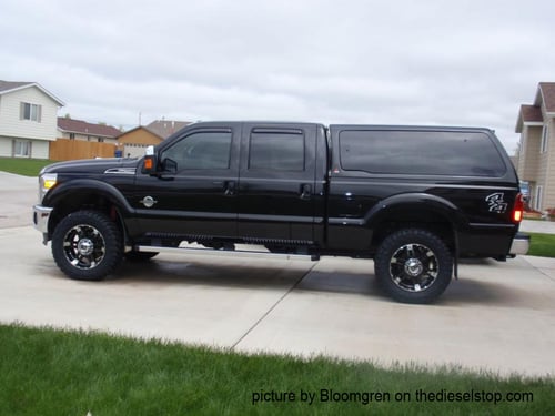 20x8.5 XD Spy Black Machined on Leveled 2011 Ford F-250 w/ Specs