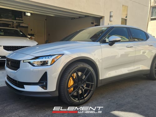 20 inch Variant Helium Semi-Gloss Black on a 2021 Polestar 2