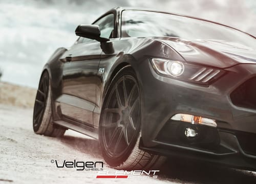 2015 Ford Mustang GT on 20 inch staggered wheels