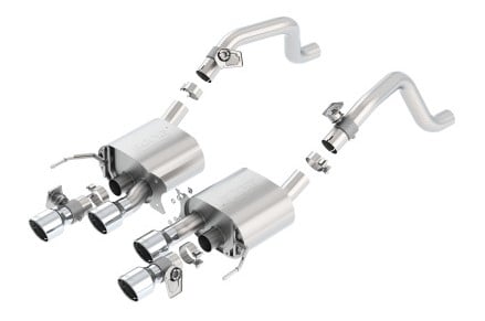 borla 14-15 chevy corvette c7 6.2l rwd w/afm &npp s-type dual round rolled center rear exit exhaust 11855