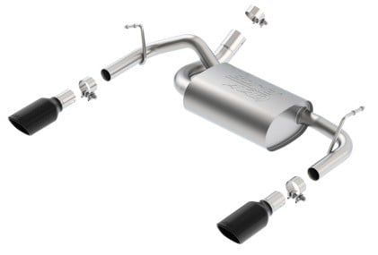 borla 12-14 jeep wrangler jk 2/4dr rr section atak single square rlld angle-cut black chrome exhaust 11860bc
