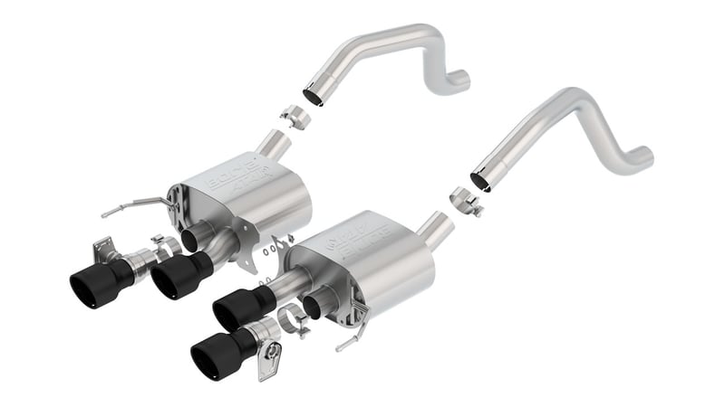 borla 15 - 19 chevy corvette c7 z06 6.2l axle back atak exhaust black quad tips w/o afm w/ npp 11903cb