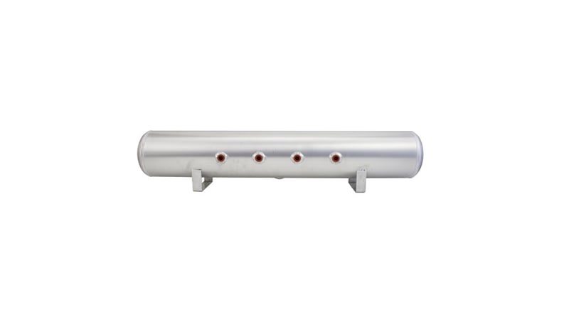 air lift 5 gal alum air tank - (4) 3/8in face ports & 1/4in drain port - 36in l x 6in d 11956