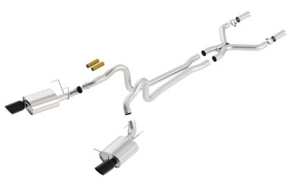 borla 2011-2012 mustang gt 5.0l black chrome 4.5in rd tip atak catback exhaust 140372bc