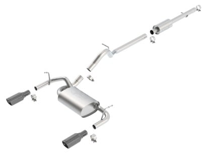 borla 12-16 jeep wrangler 3.6l at/mt 4dr 4wd s sq rl ac sr 2.5in 2in tip 3.5inx3.28in black chrome 140459bc