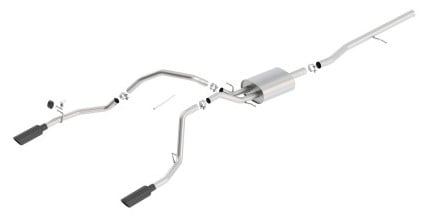 borla 14 silv/sierra 1500 c/b touring exh/2.75in in muff 2.25inout 4intip ss rear exit-black chrome 140535bc