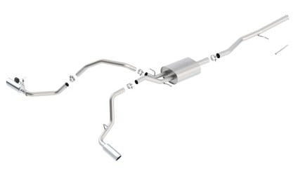 borla 14 chev/gmc silverado/sierra 1500 cc/sb c/b atak 3.5x2.25in singl rnd rlld anglct splt sd 140549