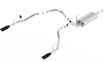 borla 09-17 ram 1500 5.7l v8 5in single tip black chrome cat-back touring exhaust through bumper 140552bc