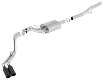 borla 14 silv/sierra 1500 ec std/cc short 143.5in wb s-type black tip dual rolled side exit cb exht 140576bc