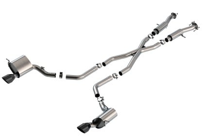 borla 15-21 jeep grand cherokee srt 6.4l v8 awd atak cat-back exhaust system - black tips t-304ss 140633cb