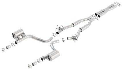 borla 2015 dodge challenger hellcat 6.2l v8 s-type catback exhaust no tips factory valance 140642