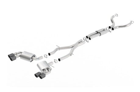 borla 16-17 chevy camaro 6.2l 4in dual cf tips w/black core dual split exit atak catback exhaust 140688cfba