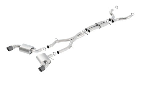 borla 16-17 chevy camaro 6.2l 4.5in carbon fiber tips single split exit s-type catback exhaust 140689cf
