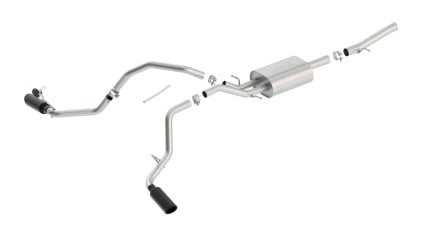 borla 14-18 gmc sierra 1500 5.3l reg cab 78.8in bed 2.75 to 2.25in s-type catback (black chrome tip) 140719bc