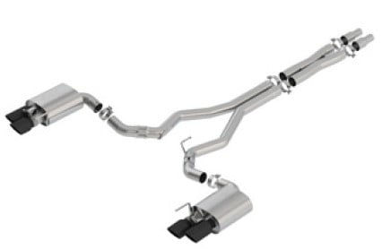 borla 2018 ford mustang gt 5.0l at/mt 3in atak catback exhaust black chrome tips w/ valves 140743bc