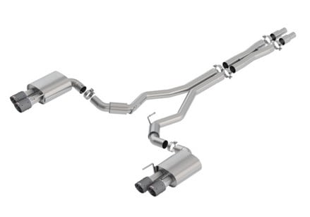 borla 2018 ford mustang gt 5.0l at/mt (w/o valves) s-type 3in cat-back exhaust w/carbon fiber tips 140745cf