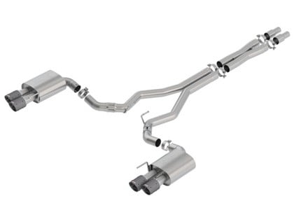 borla 2018 ford mustang gt 5.0l at/mt (w/o valves) atak 3in cat-back exhaust w/carbon fiber tips 140746cf