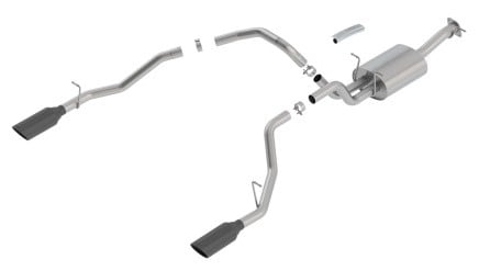 borla 2019 ram 1500 5.7l v8 at 4dr crew cab short bed touring ss catback exhaust - black chrome tip 140758bc